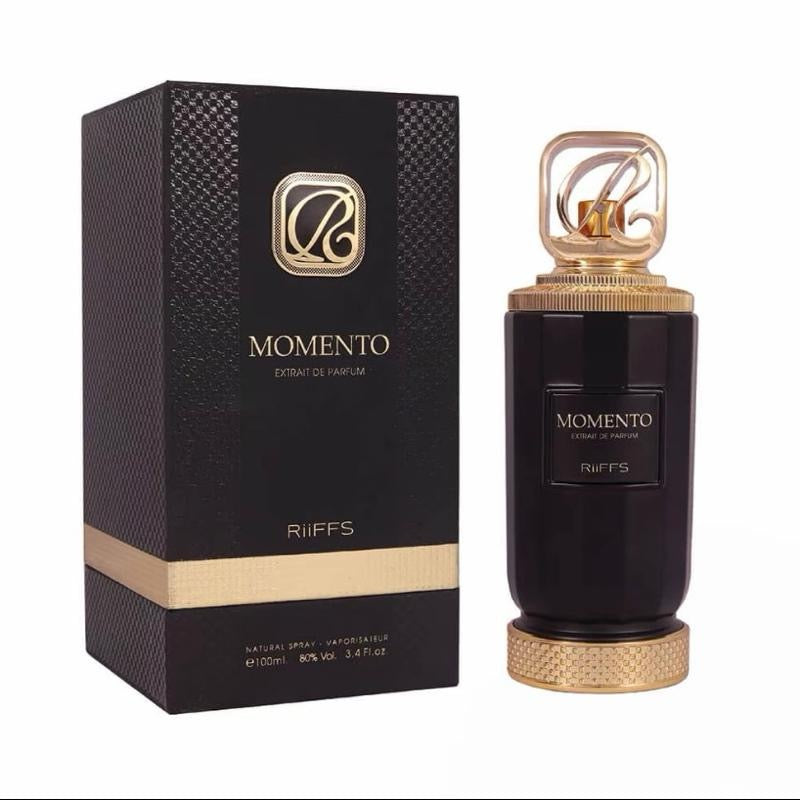 RiFFS Momento Extrait de Parfum 100ml - Luxuriöses Parfüm in Schwarzer Flasche mit Goldener Kappe
